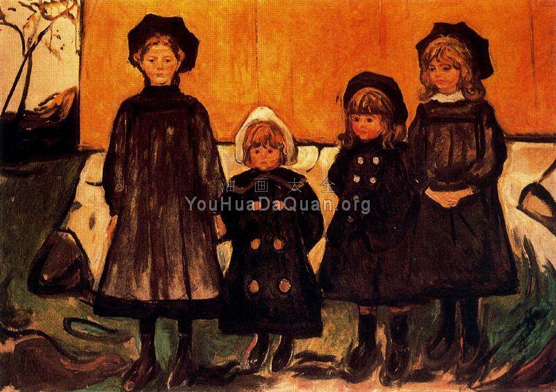 Four Girls at Asgardstrand - 爱德华·蒙克